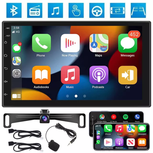 Apple Carplay Car Stereo Radio Android Auto 7" 2Din Touch Screen Bluetooth Play