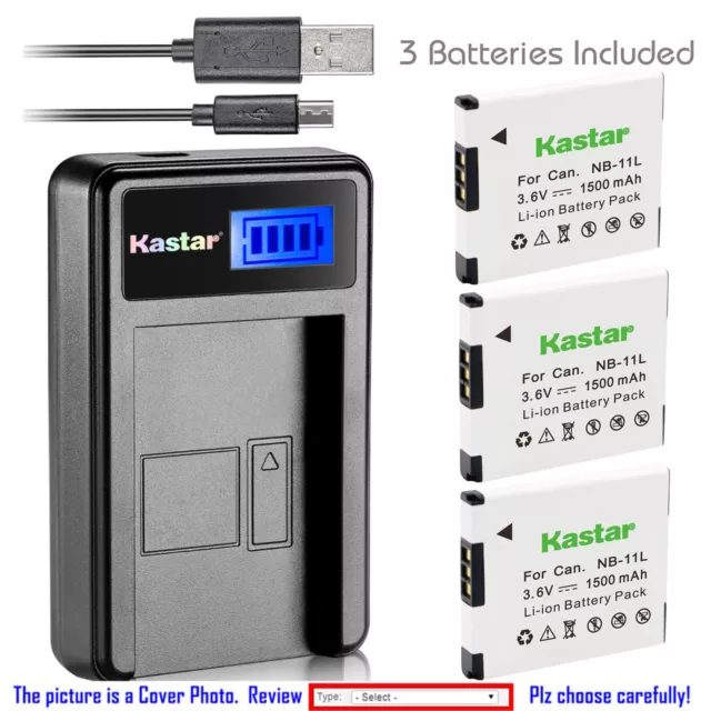 Kastar Battery LCD Charger for Canon NB-11L NB-11LH & Canon SX420 IS ELPH 110 HS