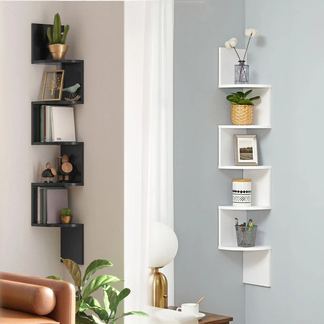 Hosfais Eck-Bücherregal Mit 5 Ebenen – Schmal, 150 Cm Hoch, Aus Stahl & Holz, Platzsparend Für Wohnzimmer & Büro