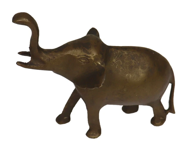 Elephant Shape Statue Figurine Old Victorian Handcrafted Brass Sculpture Figure