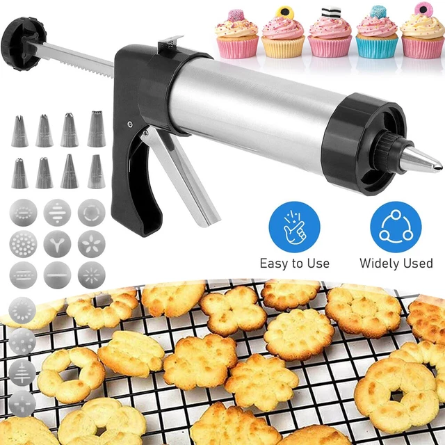 Kekspresse Aus Edelstahl Mit 13 Formen & 8 Tüllen - Backset Für Plätzchen, Kekse & Kuchendekoration