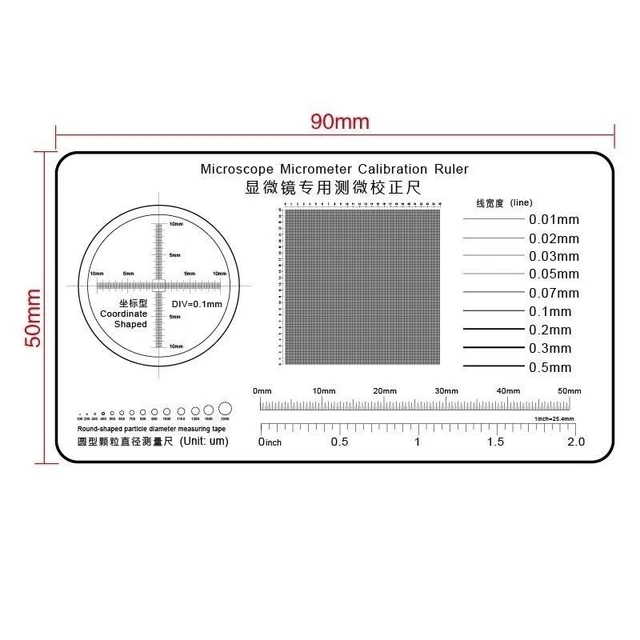 Microscope Micrometer Calibration Ruler Transparent Film Round Measuring Tape