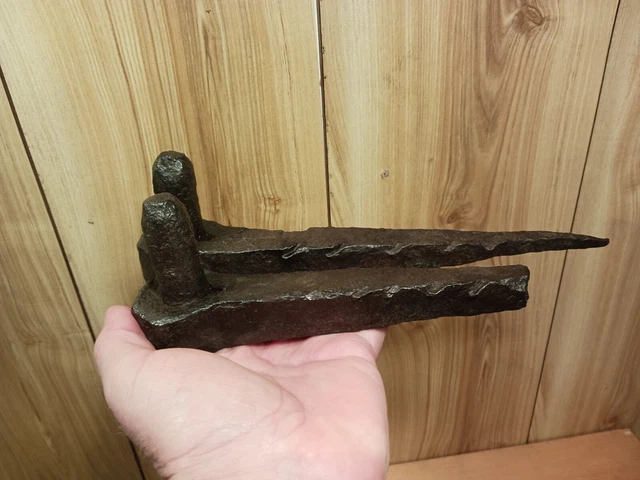2 Antique Handforged Iron Barn Door Hinges N.S. metal detecting find 1790 farm