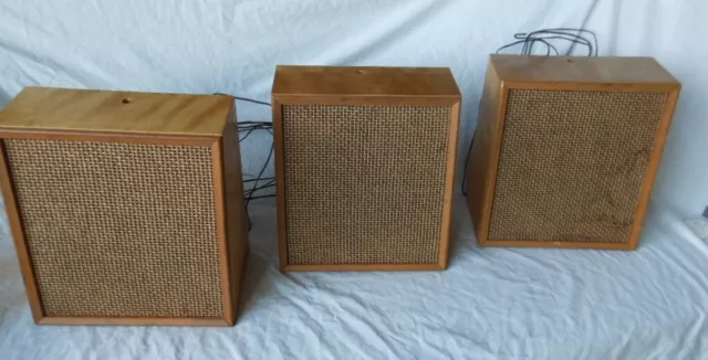 Set of 3 Mid Century Modern Wood Cabinet Speakers-Untested