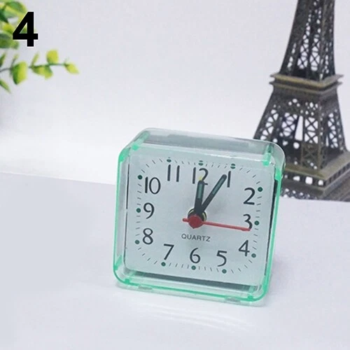 Bed Travel Mini Portable Compact Square Quartz Beep Table Silent Alarm Clock 3