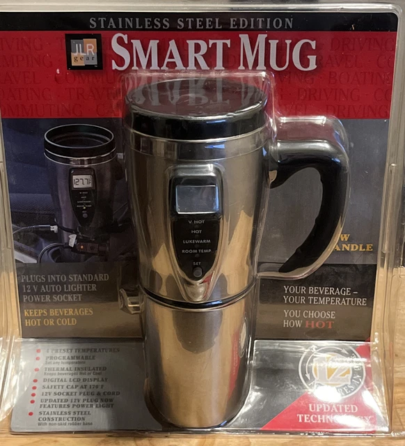 Smart Mug 12 V Digital Heated Stainless Steel Insulated Travel Mug New Open Pack