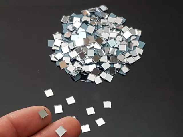 300 pezzi, piastrelle a specchio in vetro argento, circa 0,5 x 0,5 cm, spessore 1 mm, arte e artigianato 2