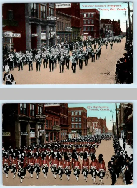 2 Postcards TORONTO, ONTARIO ~ Governor General's Bodyguard, 48th Highlanders