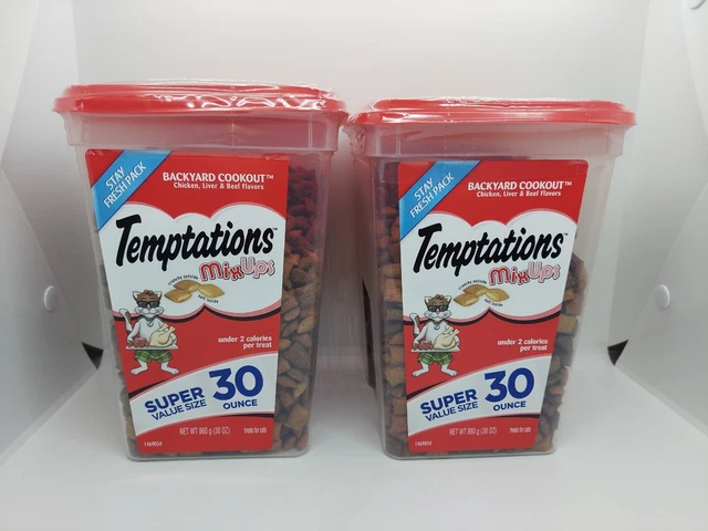 2 un. de golosinas para gatos TEMPTATIONS MIXUPS - Sabor a cocina en el patio trasero, 30 oz cada una (60 oz)