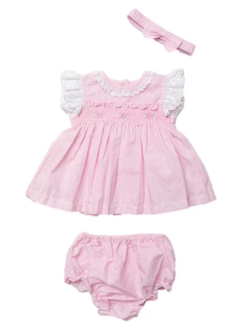 BNWT Baby Ragazze Estate Rosa Abito Scamiciato Pantalone Set Fascia Vestito