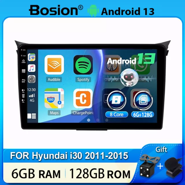 9'' Car Radio For Hyundai i30 2011-2015 Android 13 GPS CarPlay 6G+128G DAB+ IPS