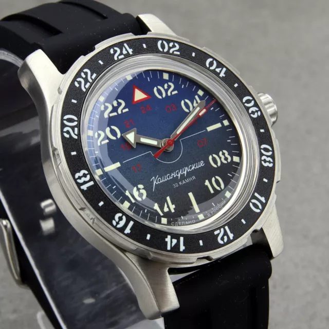 Vostok Komandirskie  K-18 Russian Auto Dive Watch---NOTE 24 HOUR WATCH---