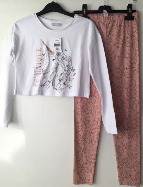 Top unicorno sexy Matalan nuove etichette ragazze & leggings unicorno nuovi TU 10 anni 2