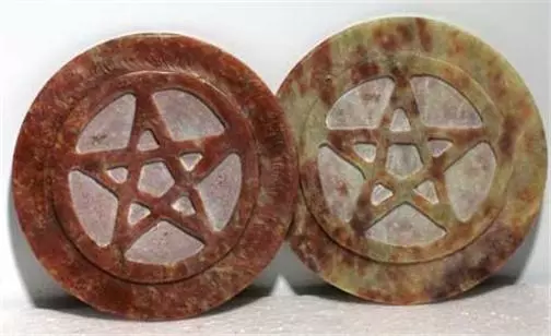 Pentagram 3" Soapstone Altar Tile or Candle Holder! 2