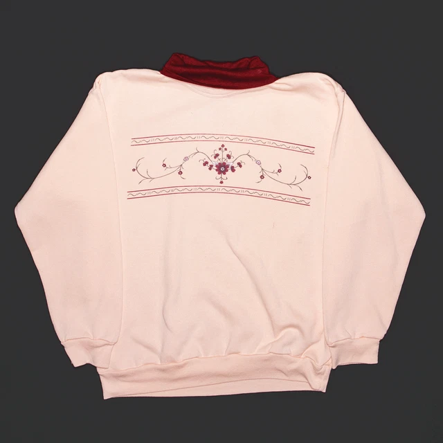 Felpa vintage PFI FASHIONS donna normale rosa collo arrotolato L