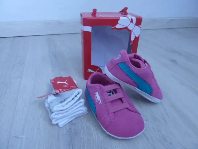 Puma Babyschuhe Mädchen Krabbelschuhe pink Gr. 19 + Babysneaker Socken NEU OVP