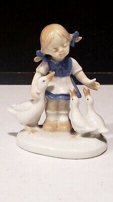 Vintage GH & Co Girl With Geese Goose Girl Porcelain Figurine Germany