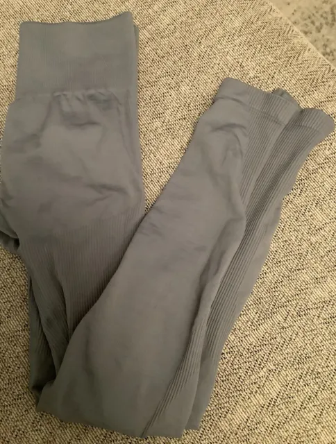 LAZULI LABEL Ribbed Contour Leggings- Size XS Used Blue Grey Gym Wear On  Trend £0.99 - PicClick UK