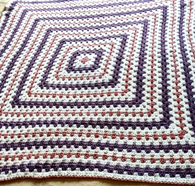 Afghan Square box design Shades of Purple and Pink Beautiful 48"x48" Lap Blanket 2