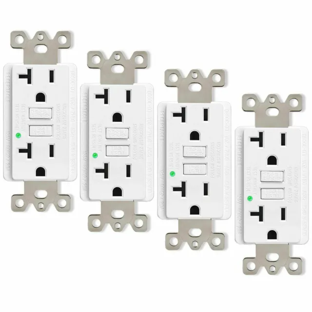 Outlet Receptacle GFCI 20 Amp LED Indicator Duplex Plugs with Decor Cover 4 Pack