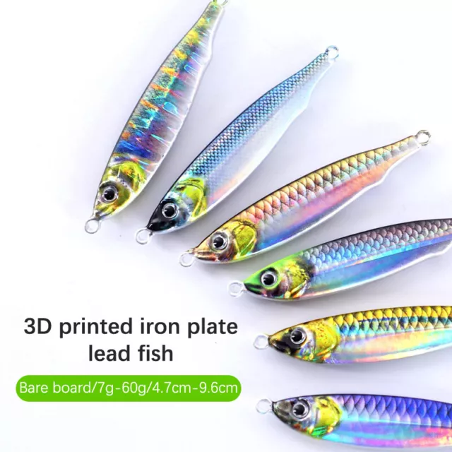 New Iron Plate Lead Fish Naked 7g-60g Fish Plank 3d Printing Floating Down F ❤OF