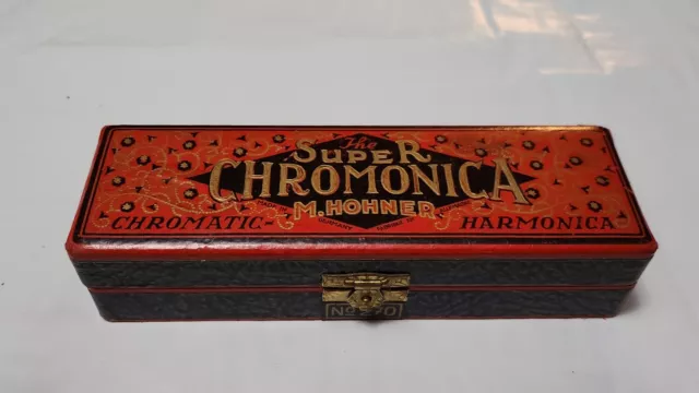 Vintage M. HOHNER SUPER CHROMONICA #270 CHROMATIC HARMONICA w BOX key of g