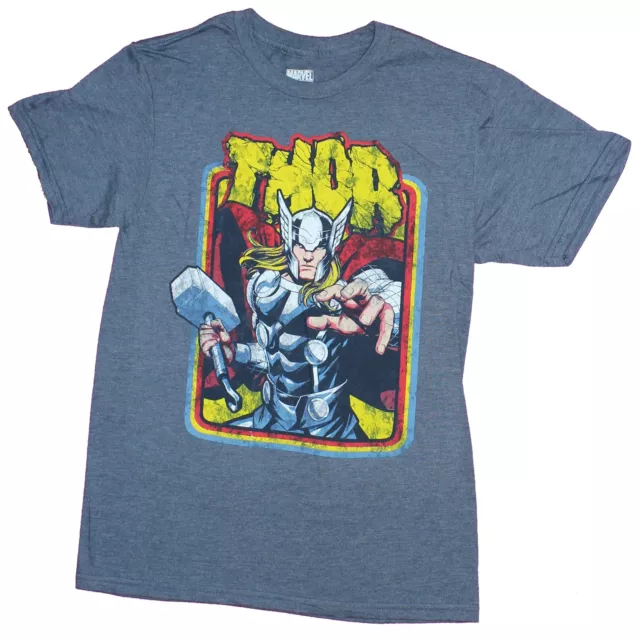 Thor Adult New T-Shirt - Mighty Marvel Comic Hero in 3 Color Line Frame