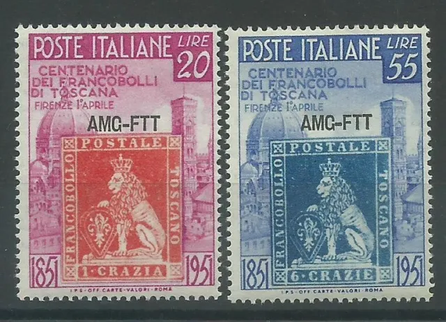 1951 Trieste A Amg-Ftt Cent First Stamps Di Toscana 2 Val MNH MF27039