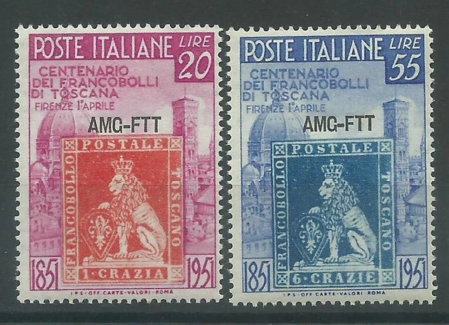 1951 Trieste A Amg-Ftt Cent First Stamps Di Toscana 2 Val MNH MF27039