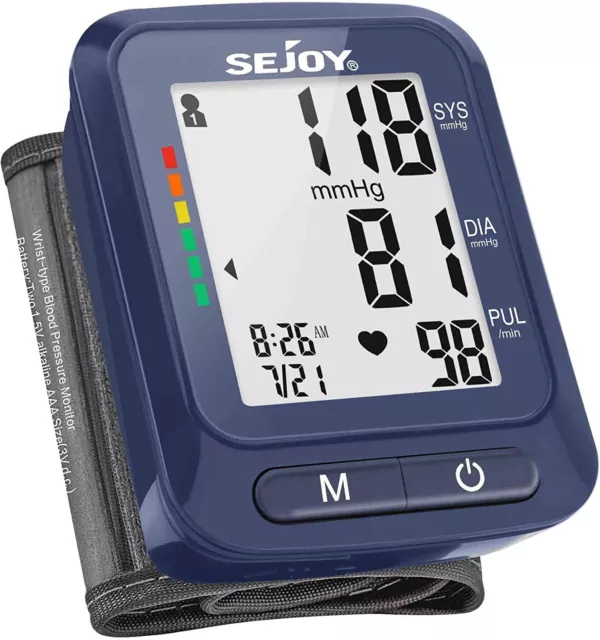 SEJOY Automatic Blood Pressure Monitor Wrist Digital BP Cuff Heart Rate Machine