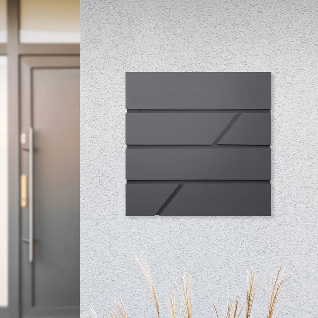 Boite Lettres Moderne Design V24 Anthracite Fixation Murale Revêtue Pou E Compartiment Journal