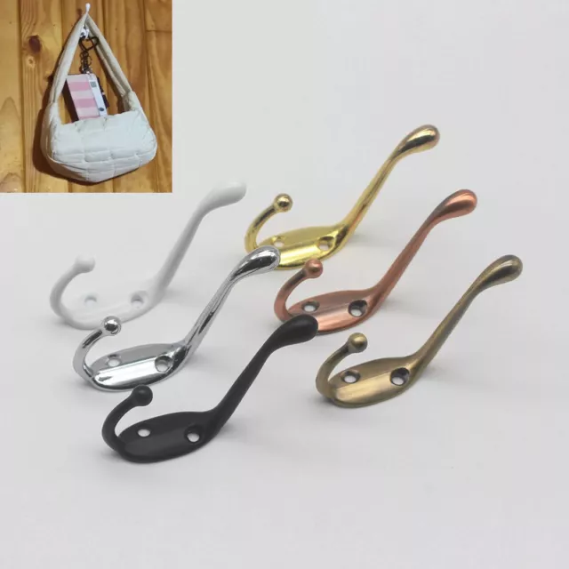 2/10Pcs Hat & Coat Hooks Wall Mounted Rack Retro Clothes Towel Hangers Hardware
