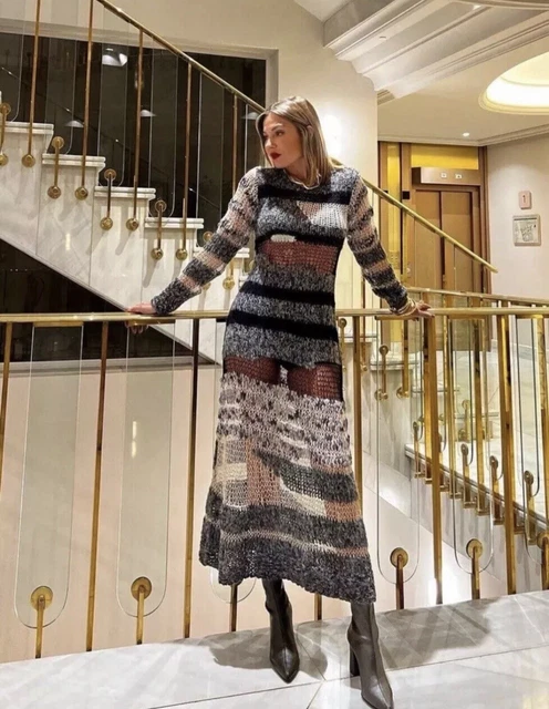 wisp cleo textured knit dress Chloé Grey Studded Crochet Knit Maxi Dress, M / Grey main image 1