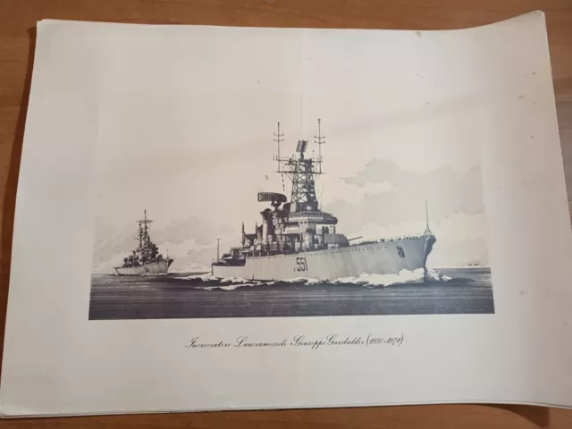 Elio Andò MARINA MILITARE stampa INCROCIATORE LANCIAMISSILI GIUSEPPE GARIBALDI