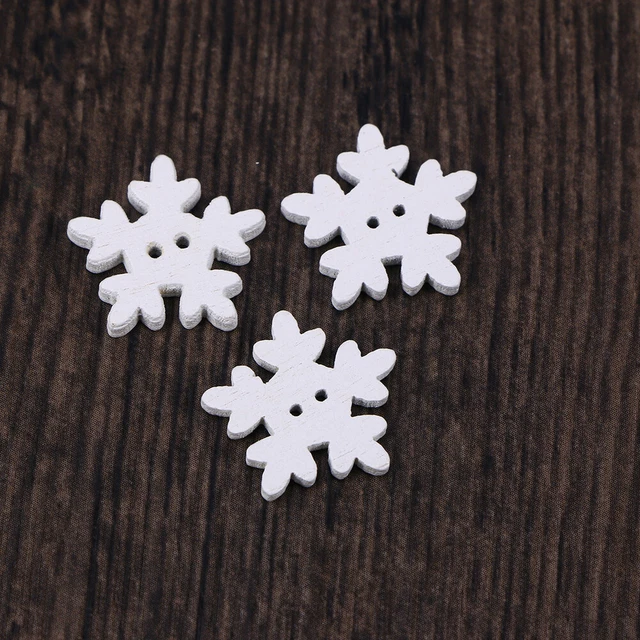 100 piezas botones de madera a granel coloridos botones de coser madera copo de nieve de Navidad