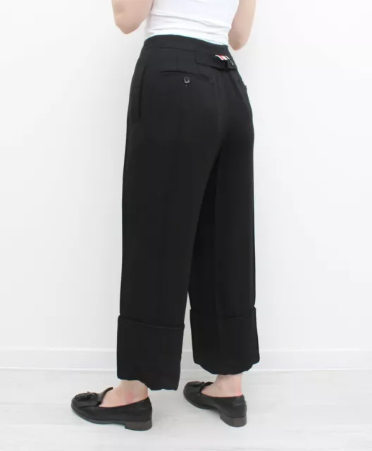 Women's THOM BROWNE Wool Cropped Trousers High Waisted Pants 2 ~S JAPAN 1400$