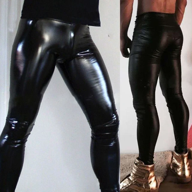 SEXY MENS PU Leather Leggings Gay Wet Look Pants Tight Trouser Skinny Clubwear 14.15 PicClick UK