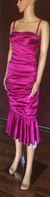 *DOLCE & GABBANA* 4k Pink Ruched Stretch Silk Satin Bustier Midi Dress NWT IT 42 *DOLCE & GABBANA* 4k Pink Ruched Stretch Silk Satin Bustier Midi Dress NWT IT 42