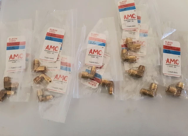 Elbow Brass 90 Mix Lot of 12 Flare x MIP Anderson Metals 1/4 in and 3/8 in