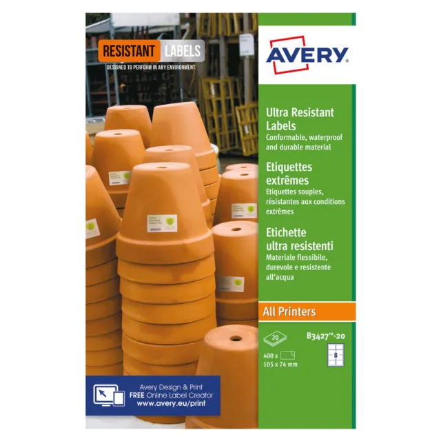 Avery Etichette Ultra Resistenti 74x105mm Confezione da 160 B3427-20