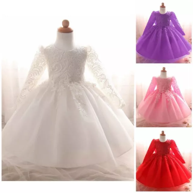 Baby Prinzessin Mädchen Kleid Spitze Stickerei Taufen Hochzeit Party Kinder Kleidung