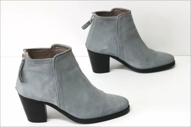 MINKA DESIGN  Bottines Boots Croûte de Cuir  Gris Clair Doublées Cuir T 38 TTBE