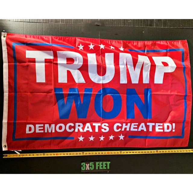 Bandera Trump 2024 3x5 Pies – Ganó Dems Rojo Engañado EE. UU. Envío Gratis, Poliéster Resistente