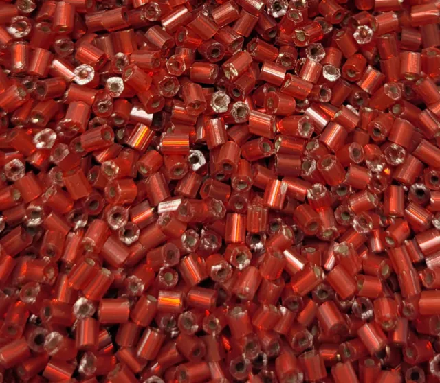 4oz ~10,000 pcs Iridescent Red Iris 2-Cut Glass Size 10/0 #1 Bugle Beads 2mm