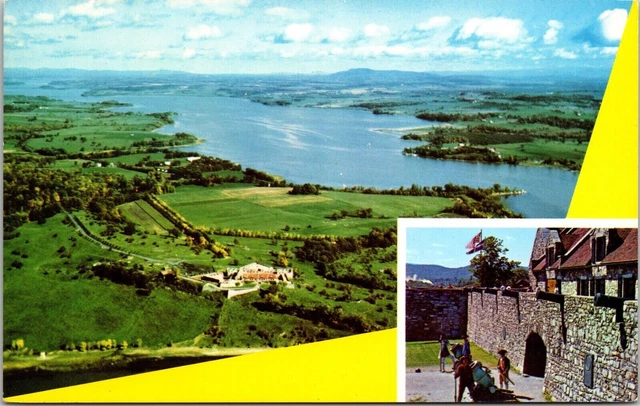 Fort Ticonderoga New York NY Aerial View Lake Champlain Postcard UNP VTG Unused