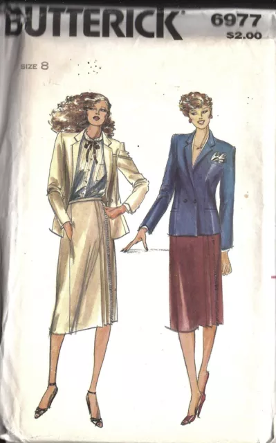 UNCUT Vintage Butterick Sewing Pattern Loose Fitting Lined Jacket Skirt 6977 OOP