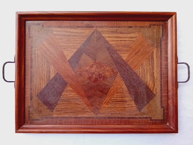 Plateau, Plateau art déco en bois marqueté de 1935 (1