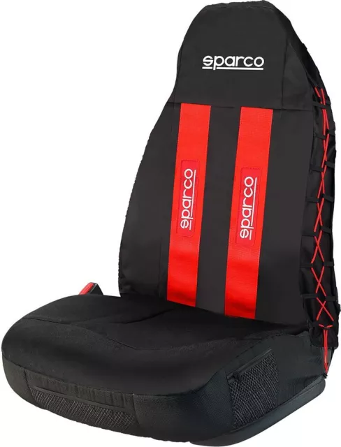 3D Sitzbezug Universal für Auto Schwarz Und Rot Mit Geflecht Seite SPARCO