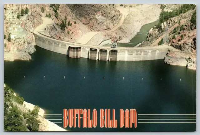 Buffalo Bill Dam Aerial View Cody Wyoming Shoshone River Vintage Postcard Chrome