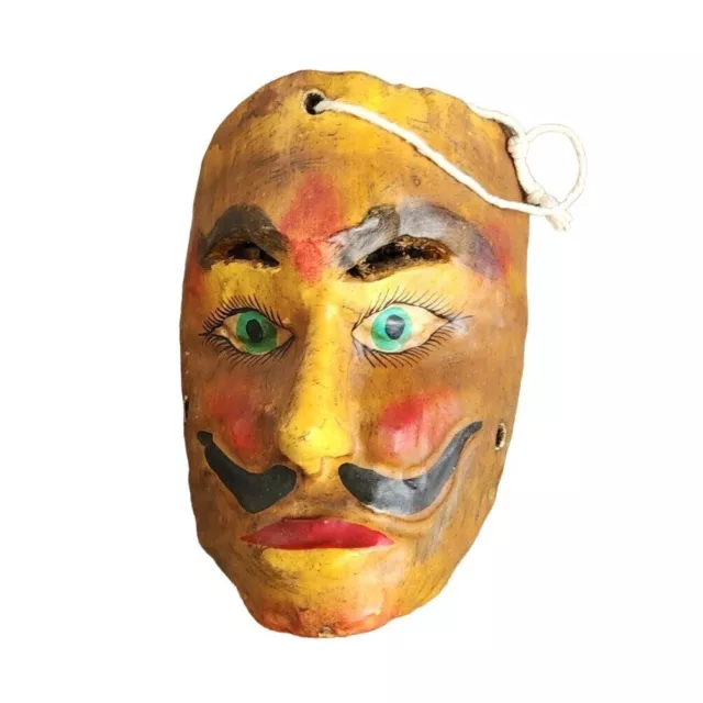 Vintage MEXICAN FOLK ART Mask GUERRERO? CARVED WOOD MASK MEXICAN FOLK ART WALL